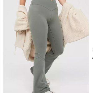 Aerie Olive Green High Waisted Crossover Flare Leggings